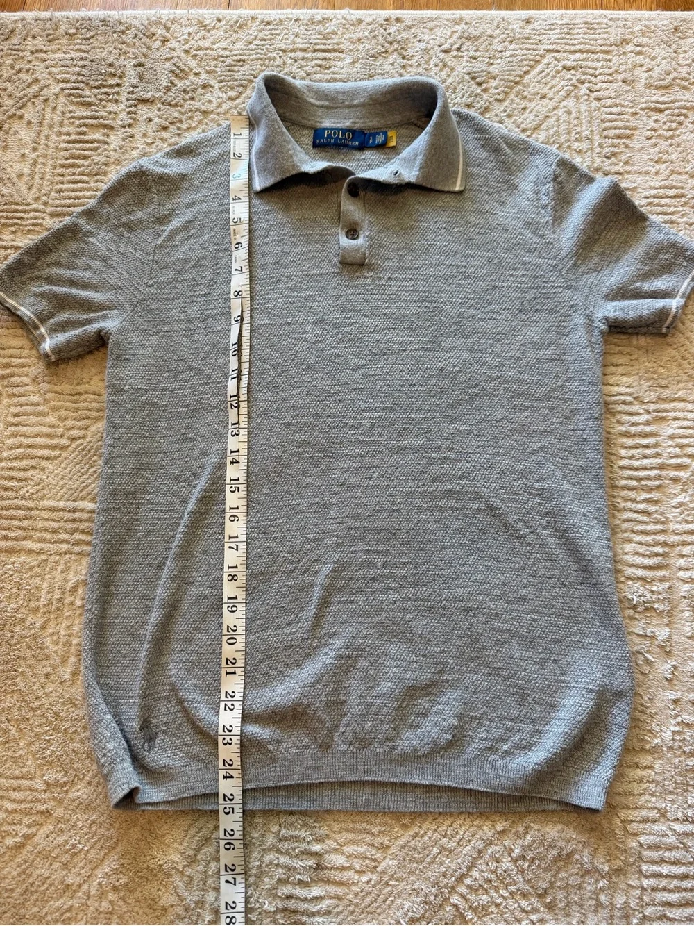 Polo Ralph Lauren Gray Cotton Linen Knit Polo Shirt Men’s Small
